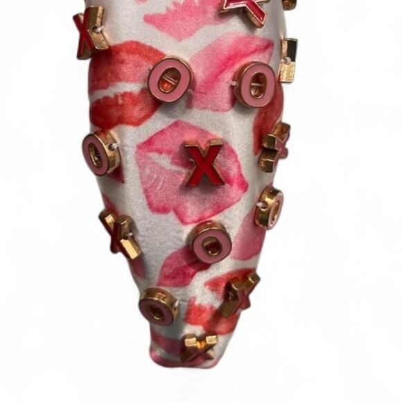 Briana Cannon Satin Pink Red White XOXO Charm Kisses Lips Headband Glam